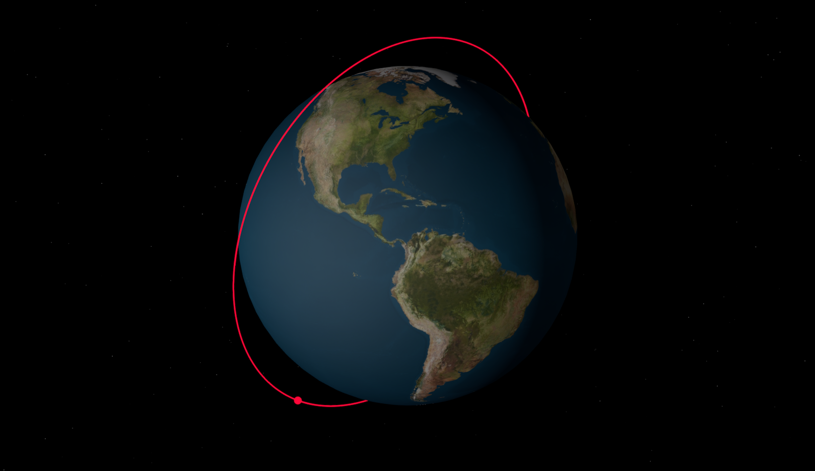 Resulting orbit after running our simulation and focusing on the satellite.
