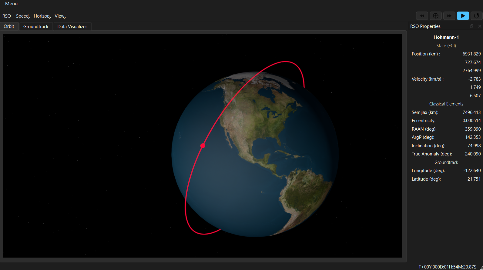 HohmannPy Viewer's orbital scene.