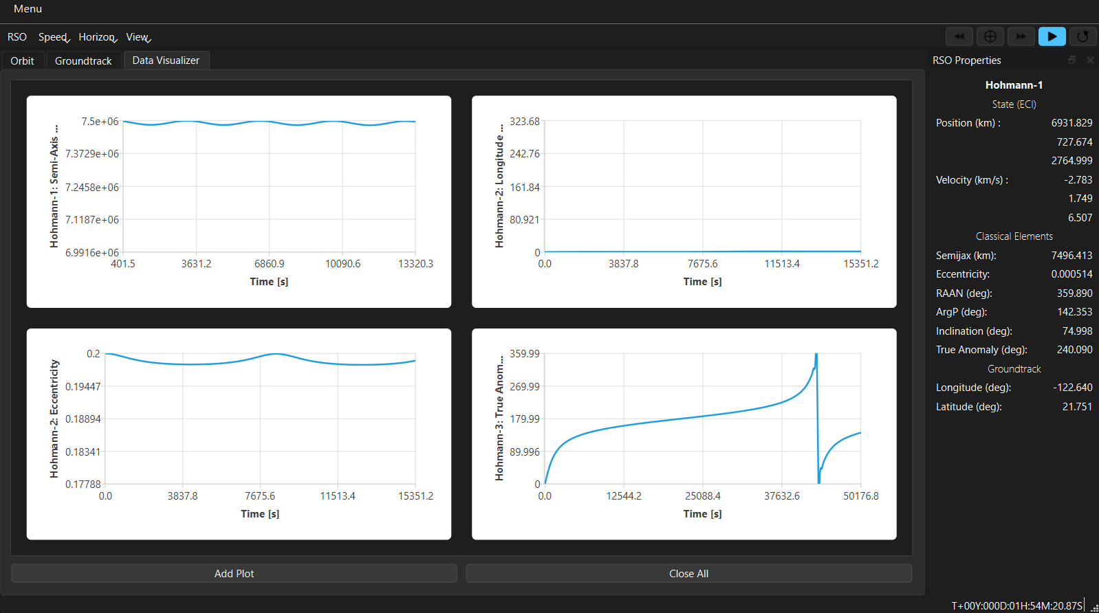 HohmannPy Viewer's plotting scene.